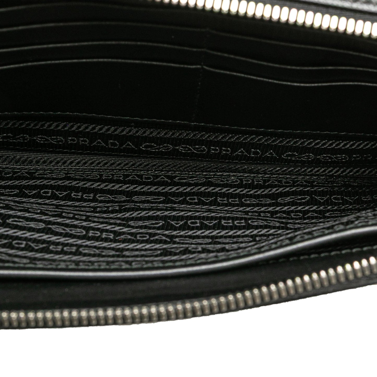 Prada Saffiano Double Zip Travel Pouch Black
