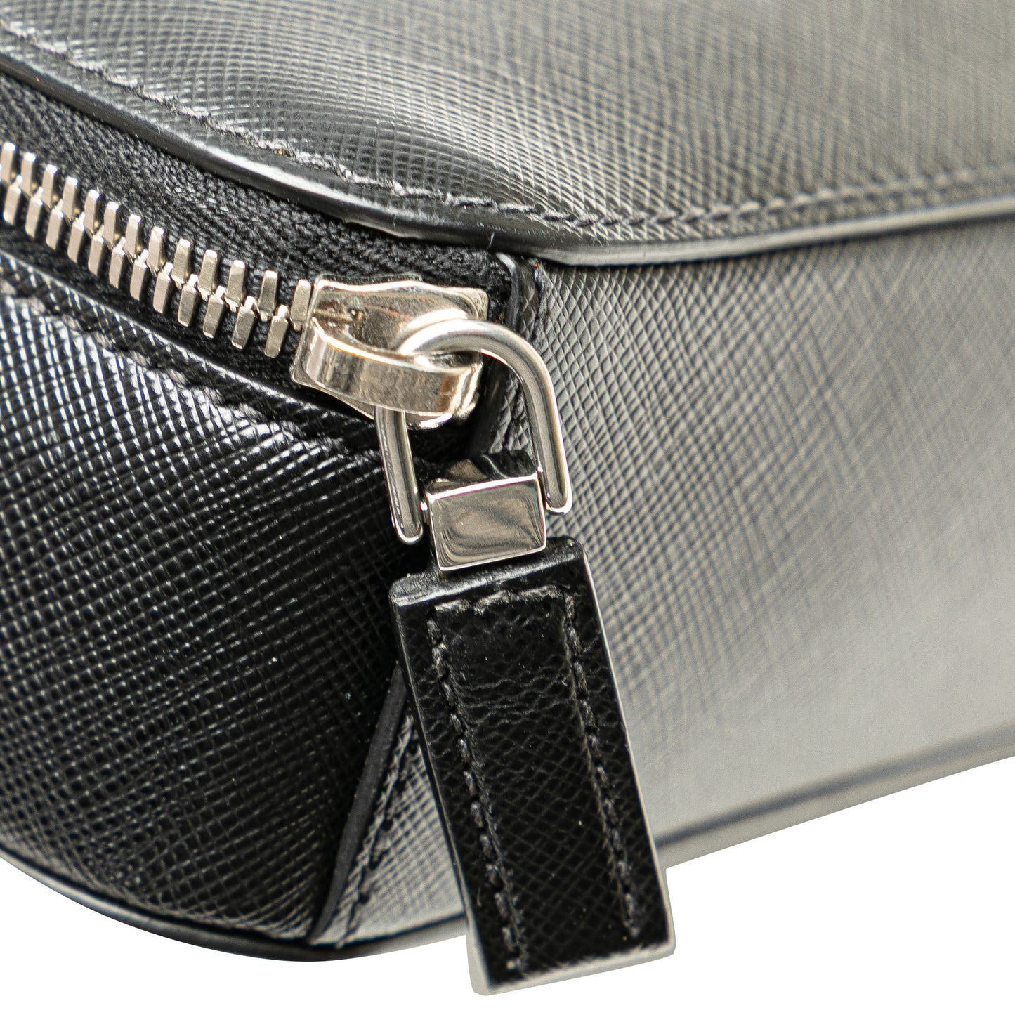 Prada Saffiano Double Zip Travel Pouch Black