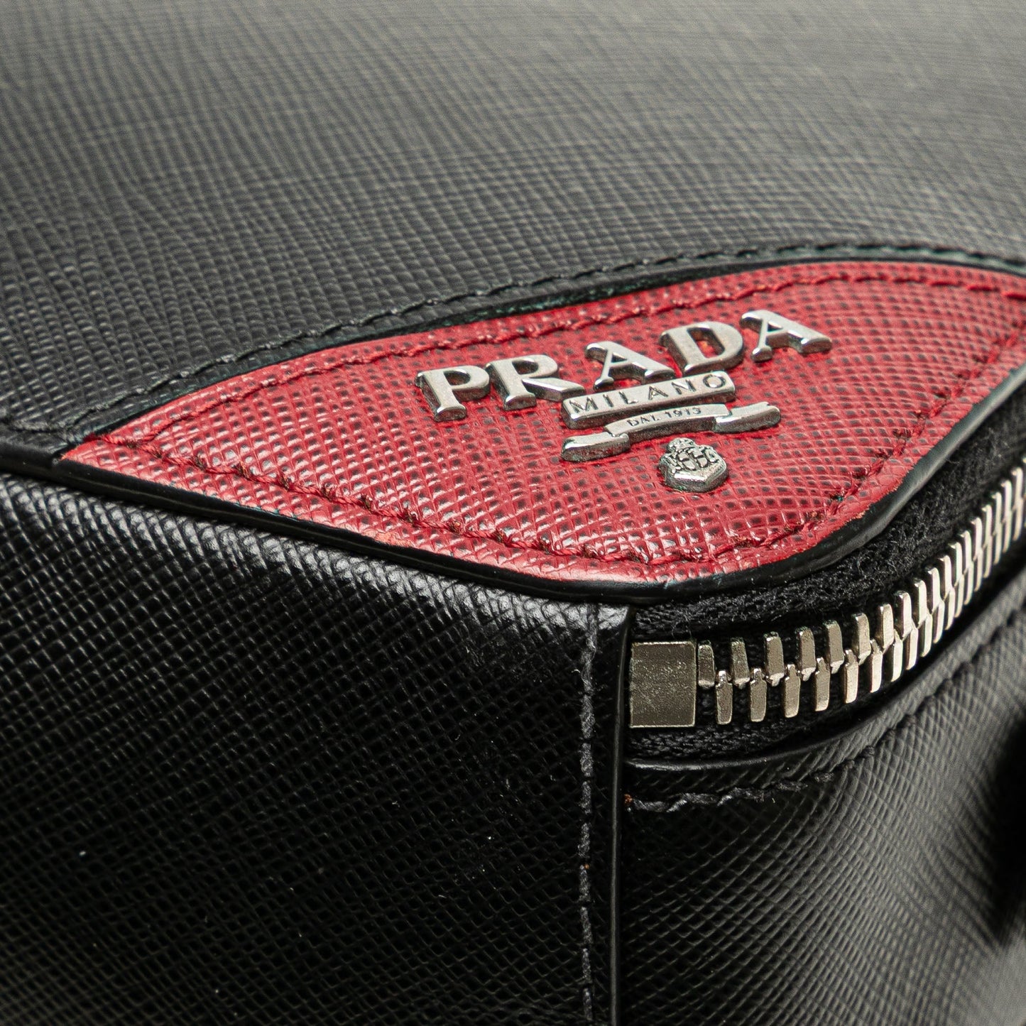 Prada Saffiano Double Zip Travel Pouch Black