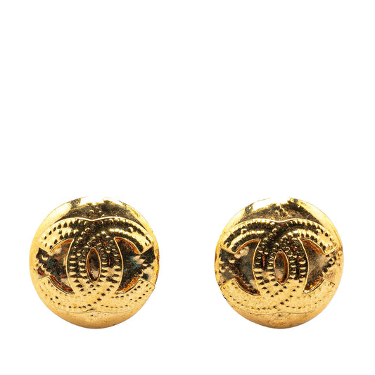Chanel Gold Plated CC Clip On Earrings Gold