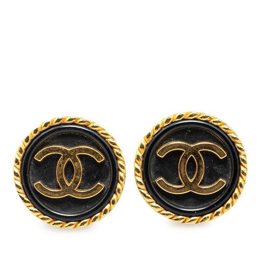 Chanel Gold Plated CC Clip On Earrings Gold