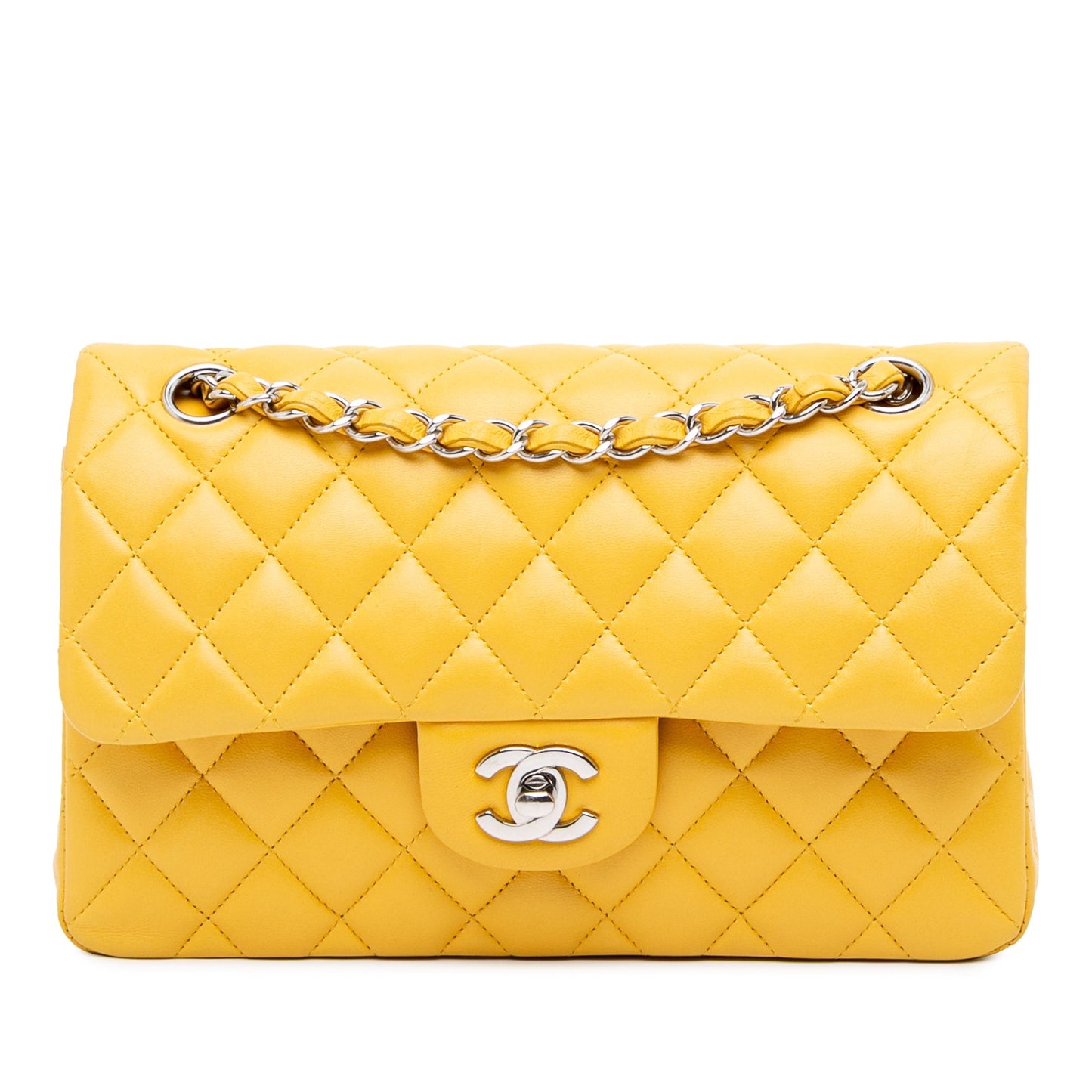 Chanel Small Classic Lambskin Double Flap Yellow