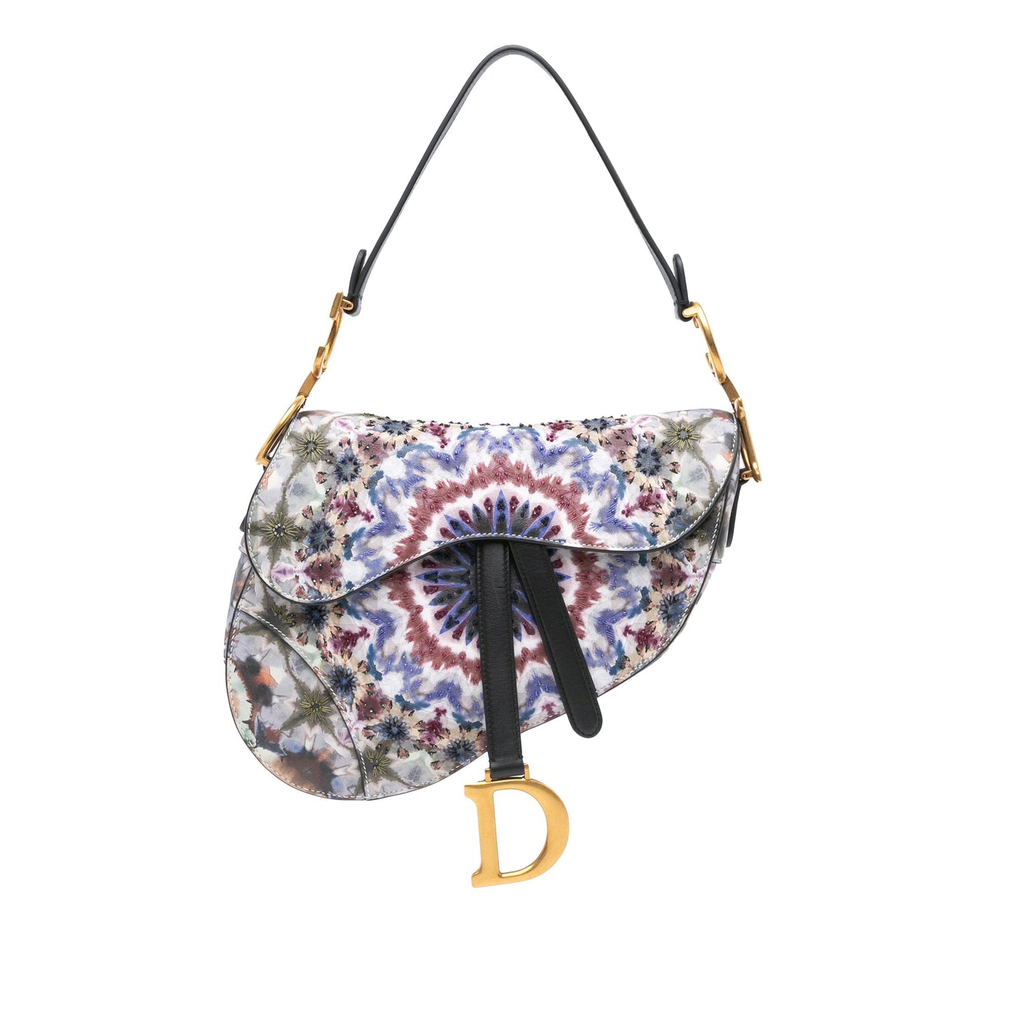 Dior Canvas Embroidered Kaleidiorscopic Saddle Bag Blue