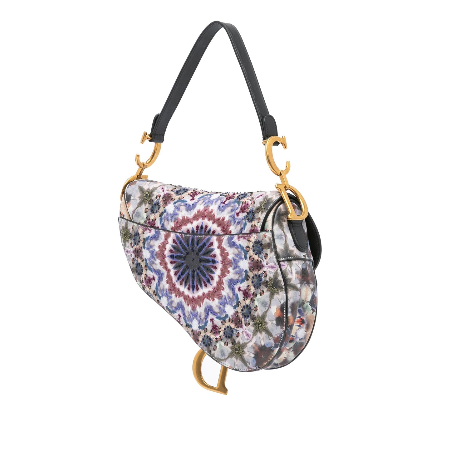 Dior Canvas Embroidered Kaleidiorscopic Saddle Bag Blue