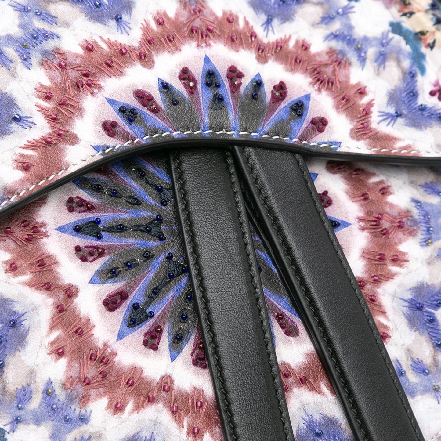 Dior Canvas Embroidered Kaleidiorscopic Saddle Bag Blue