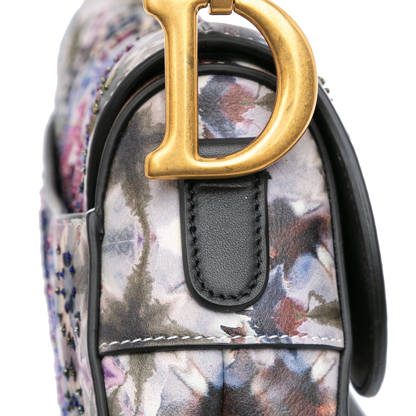 Dior Canvas Embroidered Kaleidiorscopic Saddle Bag Blue