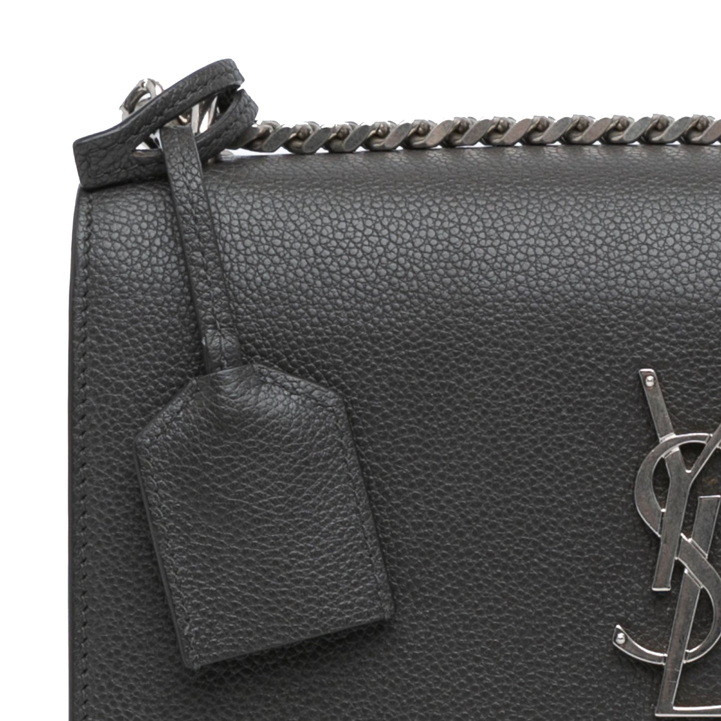 Saint Laurent Medium Grained Calfskin Monogram Sunset Crossbody Gray