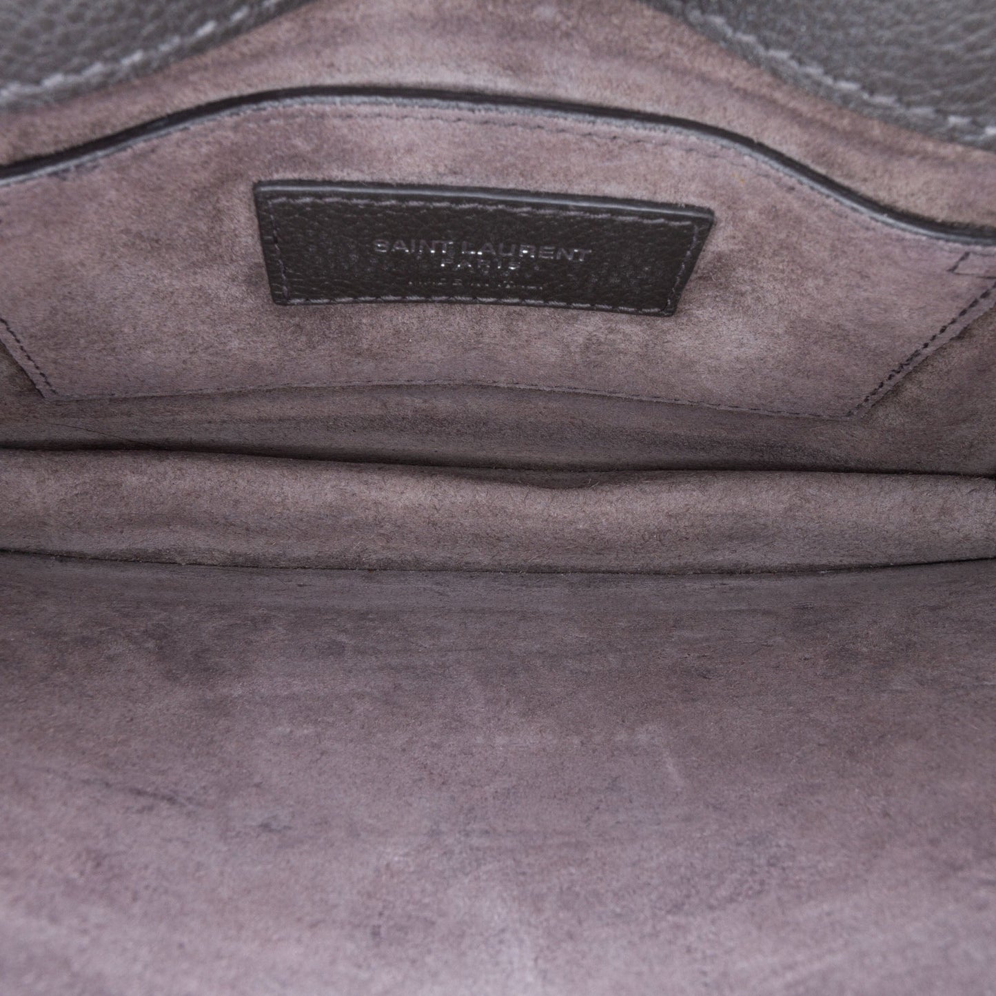 Saint Laurent Medium Grained Calfskin Monogram Sunset Crossbody Gray