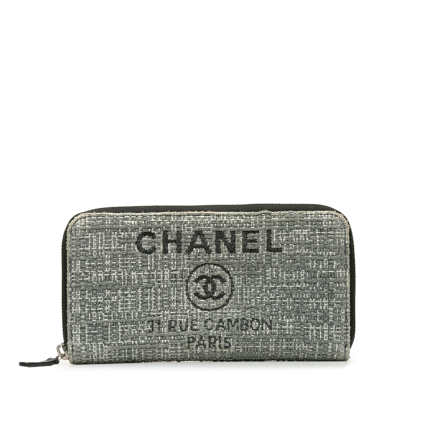 Chanel Tweed Deauville Continental Wallet Gray