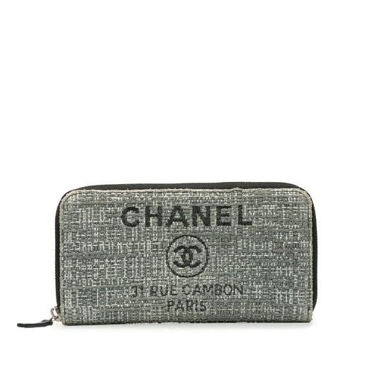 Chanel Tweed Deauville Continental Wallet Gray