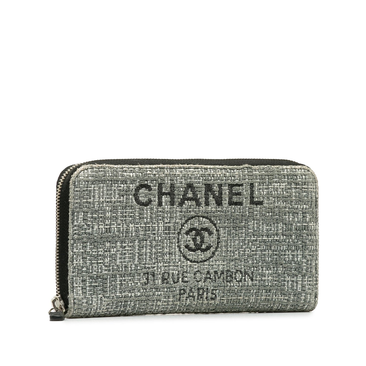 Chanel Tweed Deauville Continental Wallet Gray