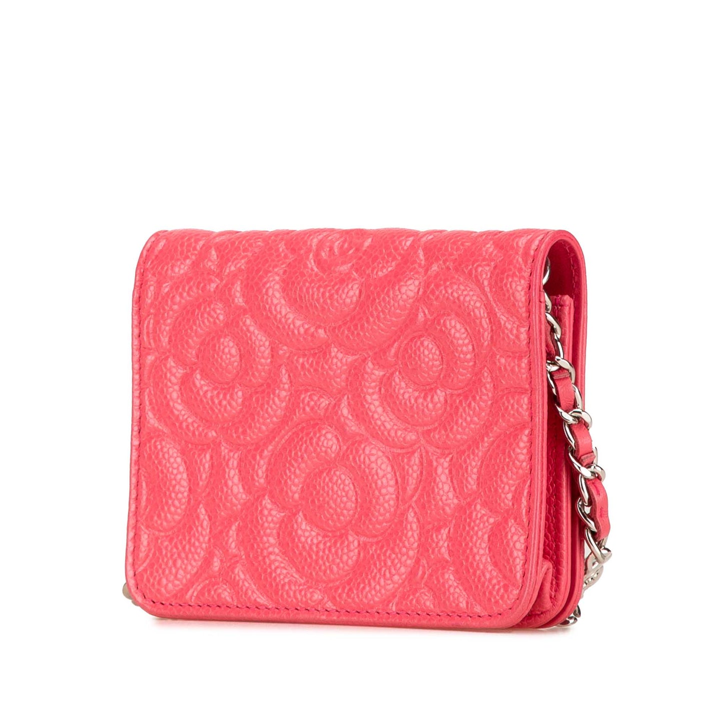 Chanel CC Caviar Camellia Wallet On Chain Pink