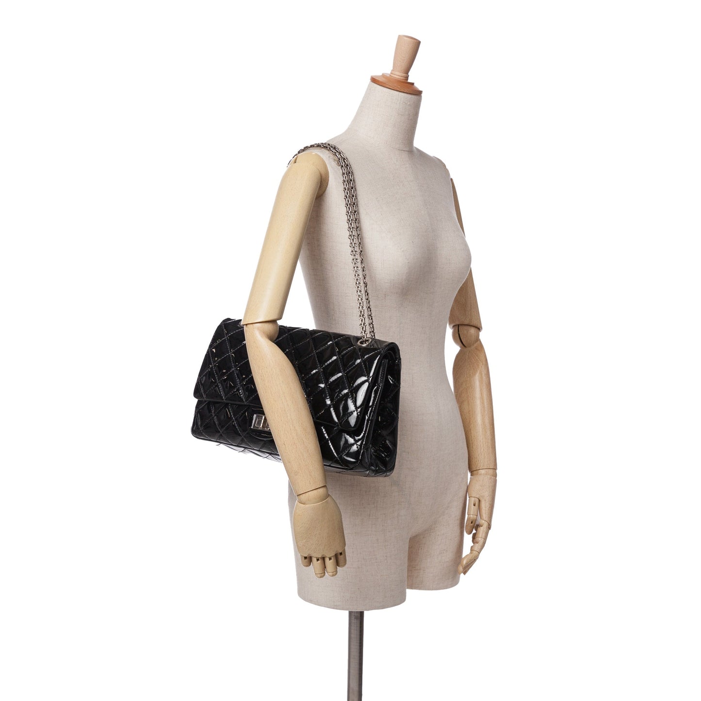 Chanel 2.55 Reissue Quilted Patent Double Flap 227 Black