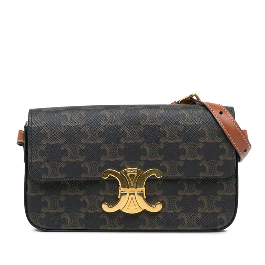 Celine Triomphe Coated Canvas Claude Shoulder Bag Brown