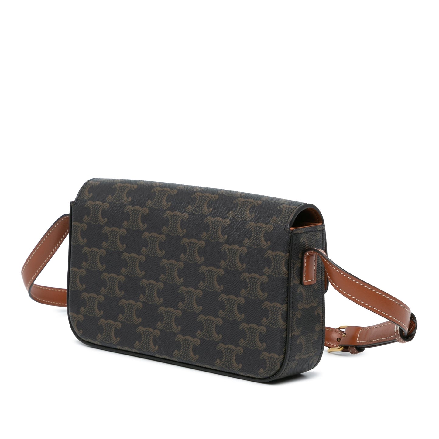 Celine Triomphe Coated Canvas Claude Shoulder Bag Brown
