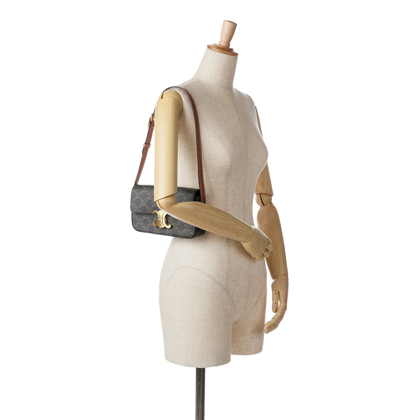 Celine Triomphe Coated Canvas Claude Shoulder Bag Brown