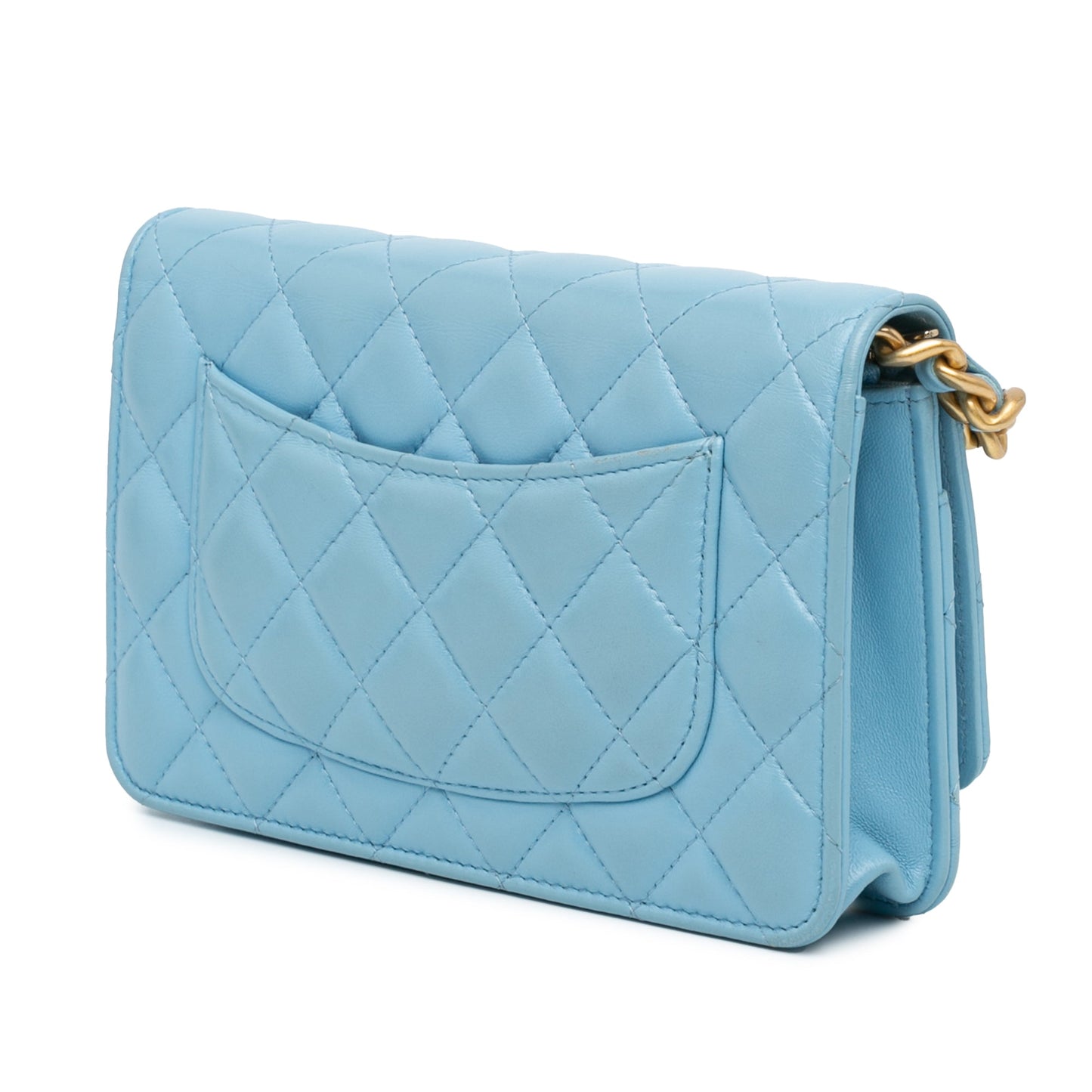Chanel Quilted Lambskin Candy Chain Wallet on Chain Blue