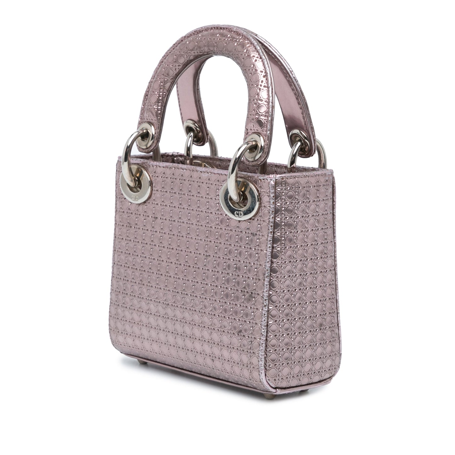 Dior Mini Metallic Patent Microcannage Lady Dior Pink
