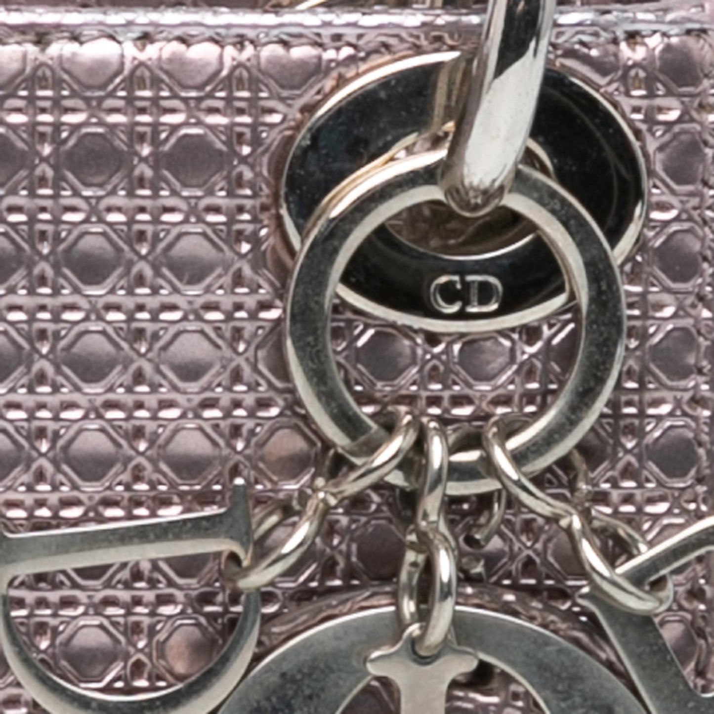 Dior Mini Metallic Patent Microcannage Lady Dior Pink