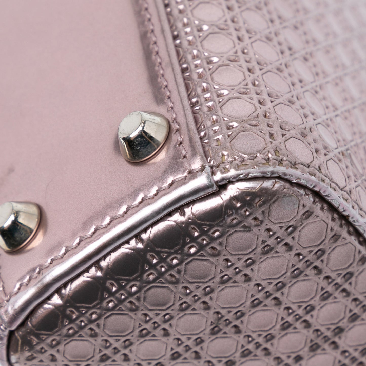 Dior Mini Metallic Patent Microcannage Lady Dior Pink