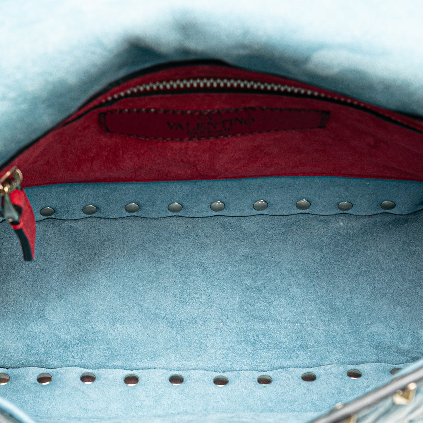 Valentino Medium Nappa Rockstud Spike Satchel Blue