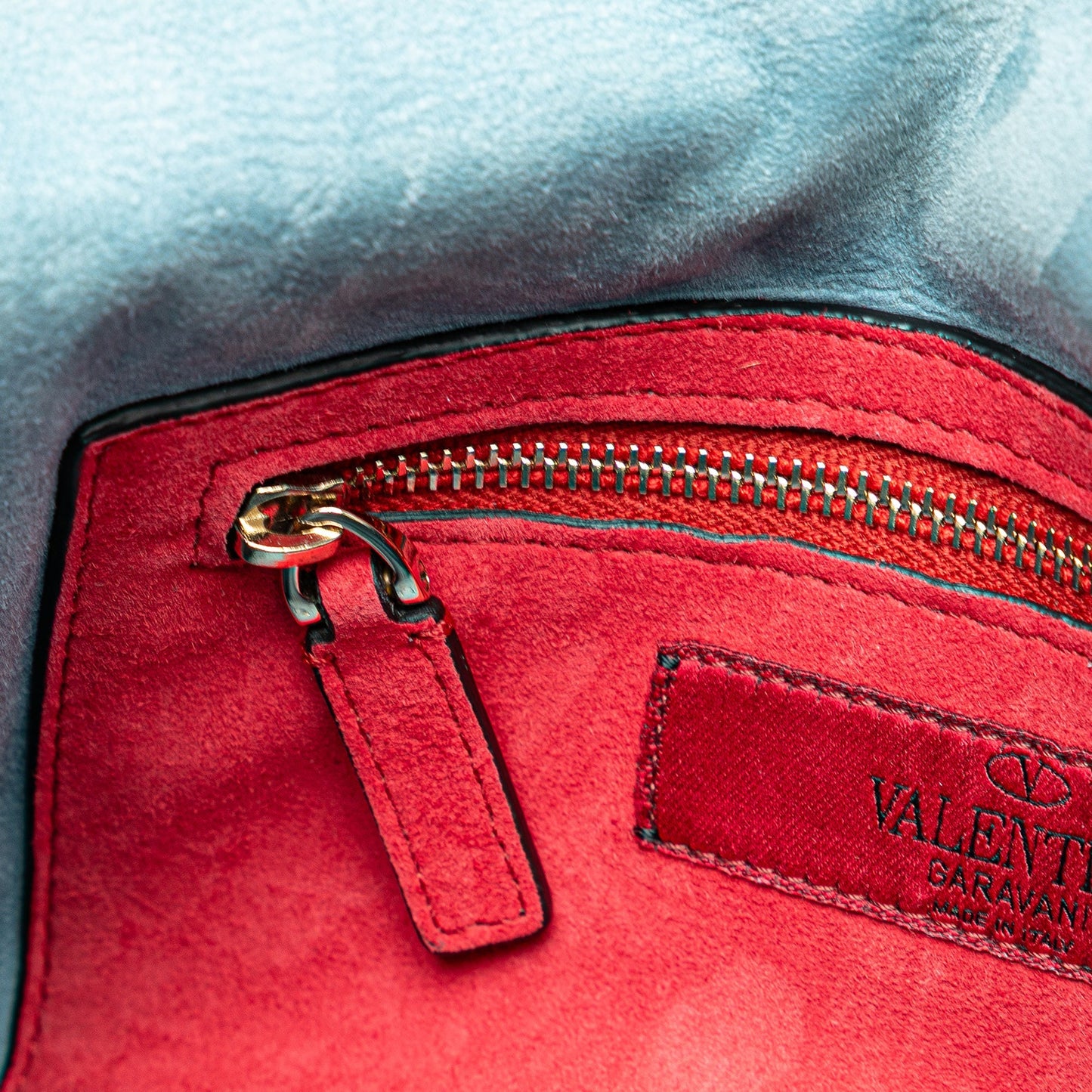Valentino Medium Nappa Rockstud Spike Satchel Blue
