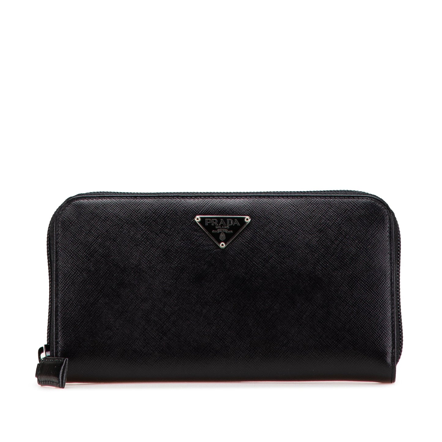 Prada Saffiano Zip Around Long Wallet Black