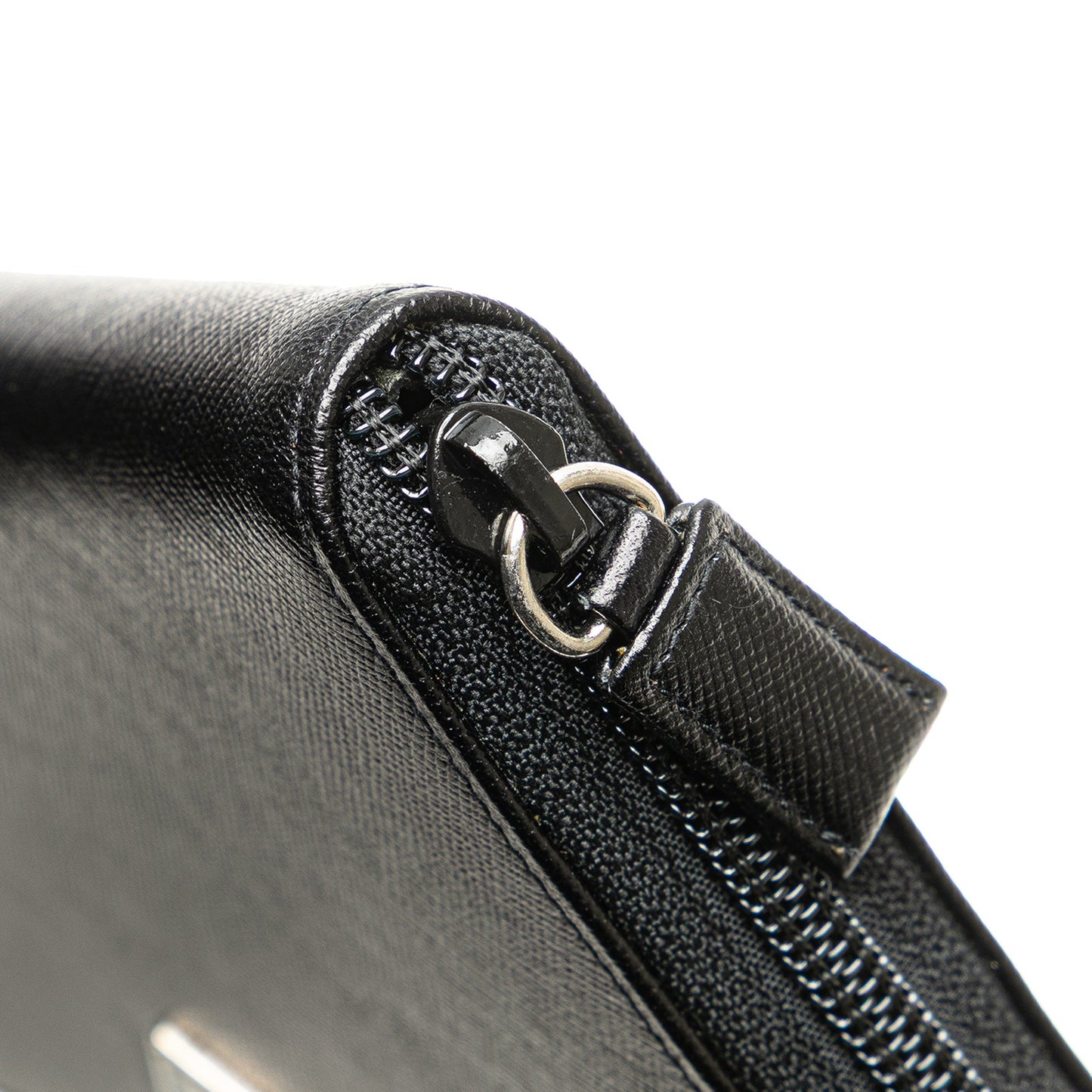 Prada Saffiano Zip Around Long Wallet Black