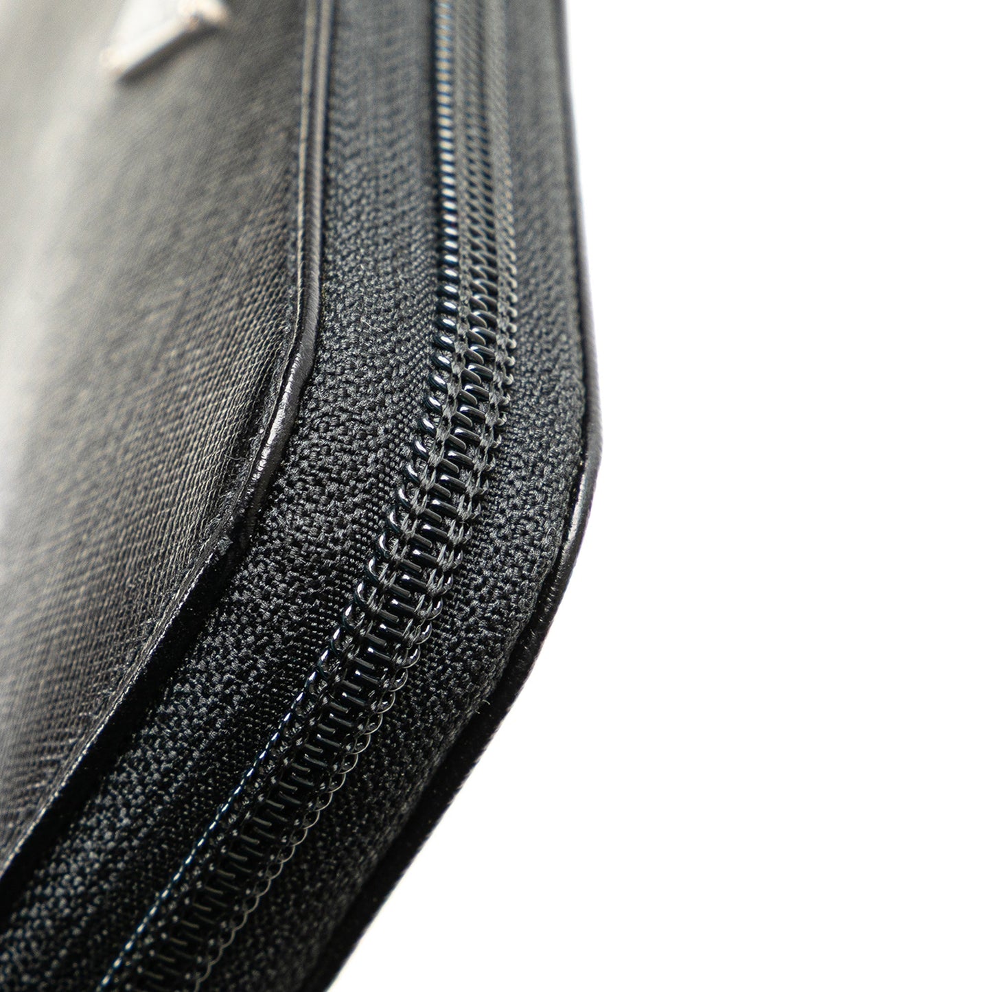 Prada Saffiano Zip Around Long Wallet Black