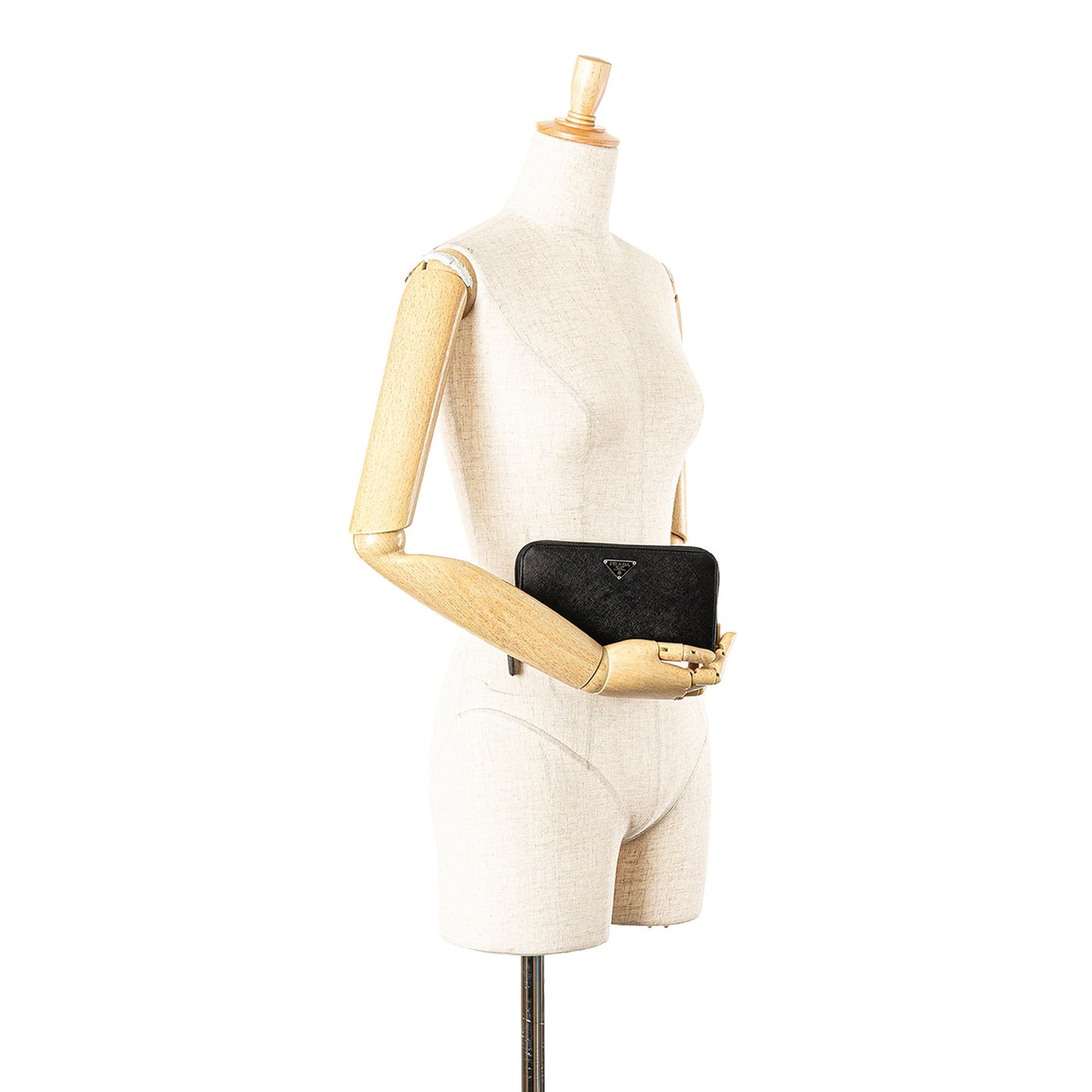 Prada Saffiano Zip Around Long Wallet Black