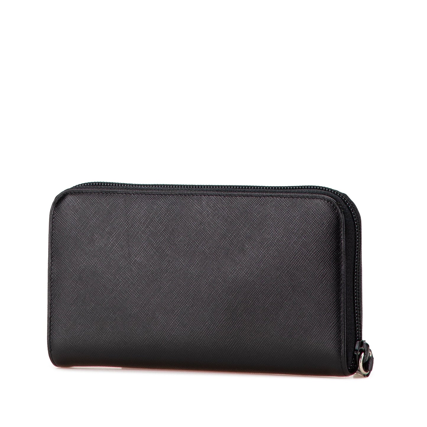Prada Saffiano Zip Around Long Wallet Black