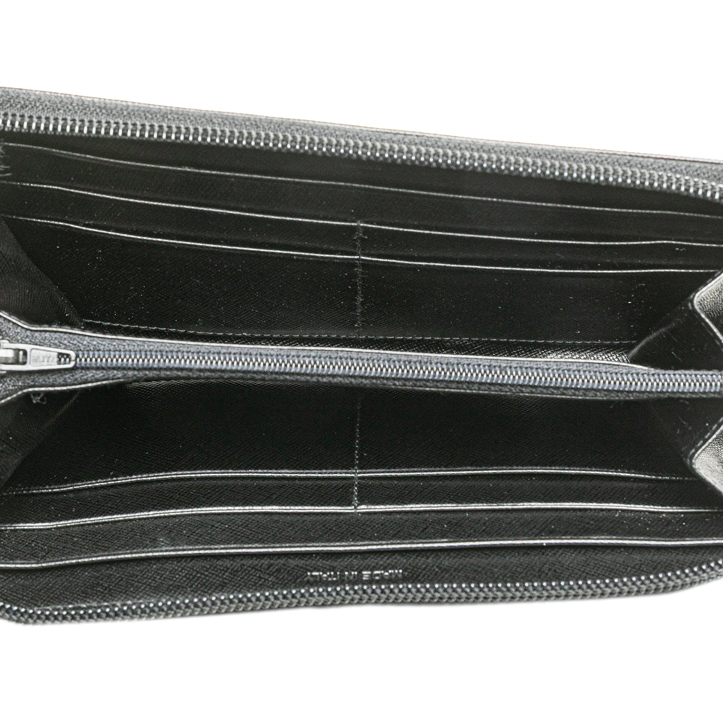 Prada Saffiano Zip Around Long Wallet Black
