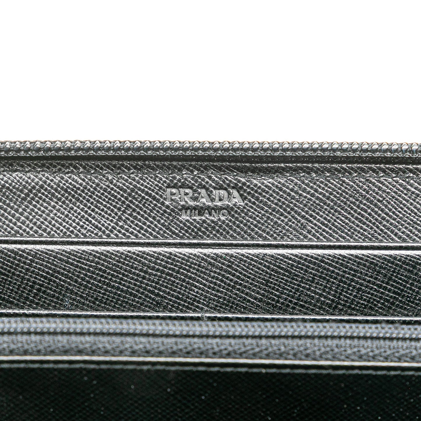Prada Saffiano Zip Around Long Wallet Black
