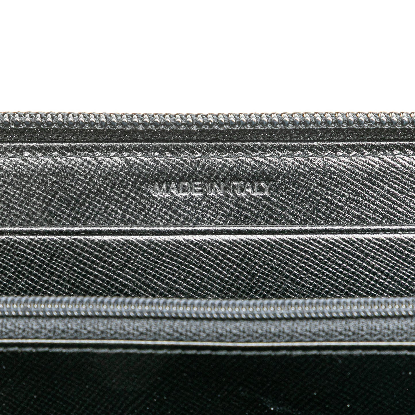 Prada Saffiano Zip Around Long Wallet Black