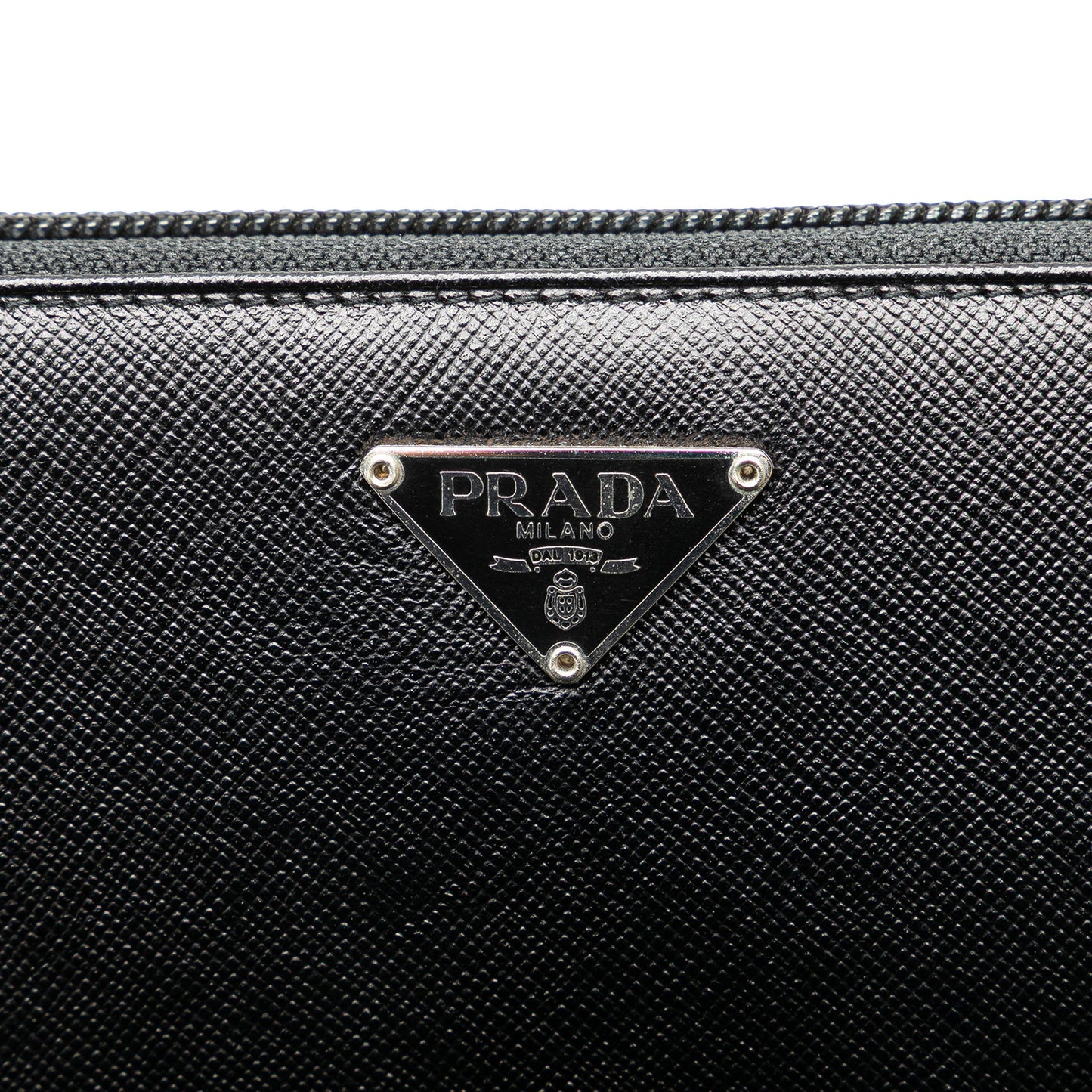 Prada Saffiano Zip Around Long Wallet Black