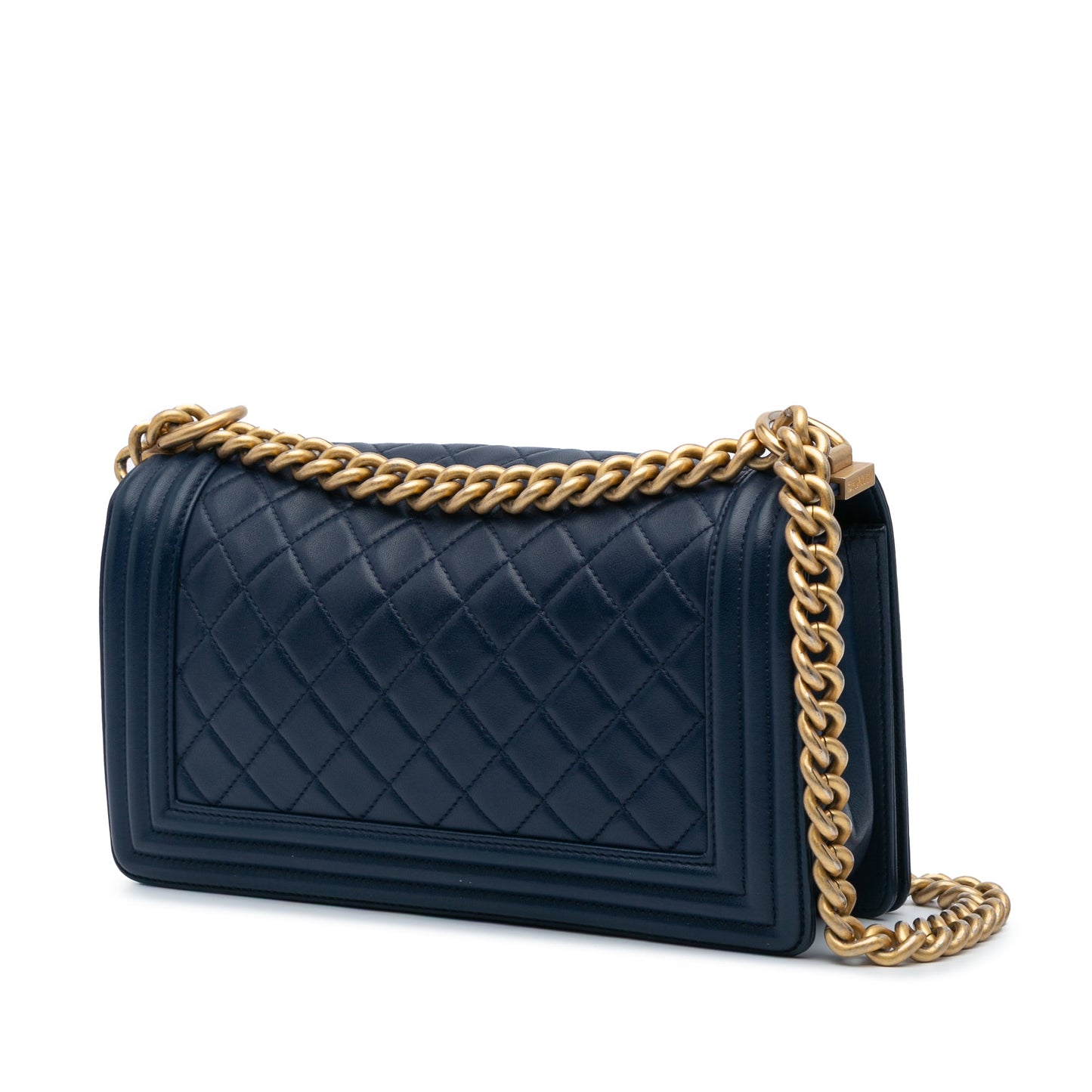 Chanel Old Medium Lambskin Boy Flap Blue