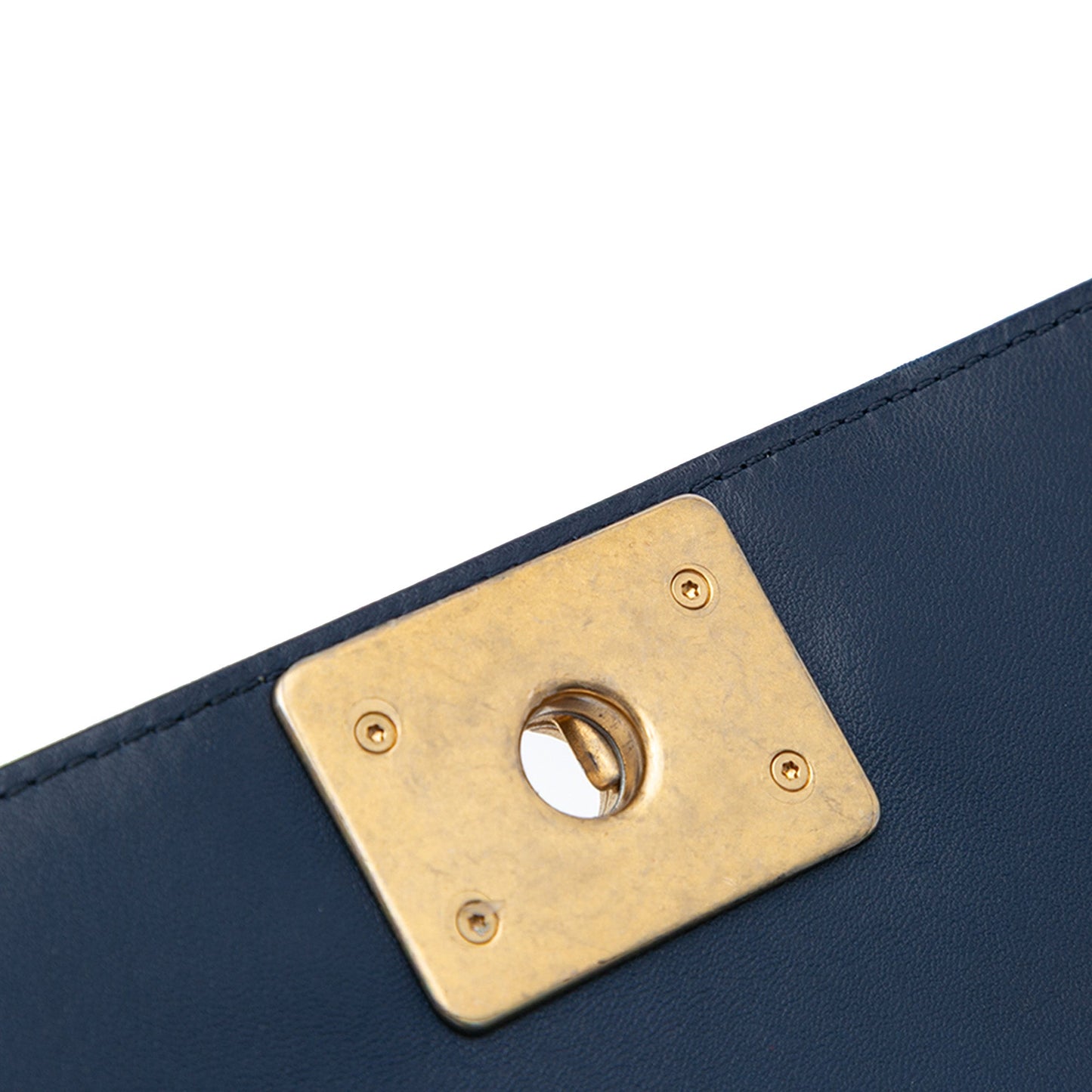 Chanel Old Medium Lambskin Boy Flap Blue