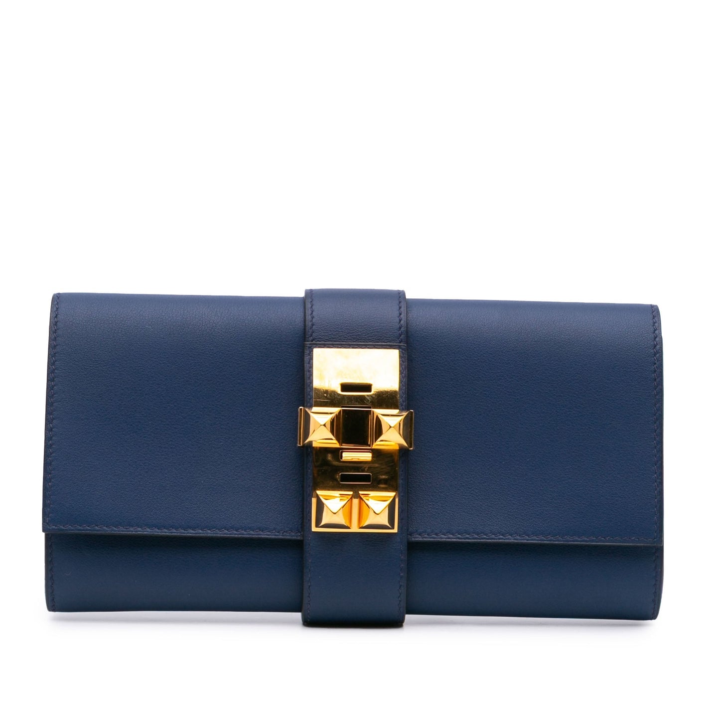 Hermès Chevre Mysore Medor Clutch 23 Blue