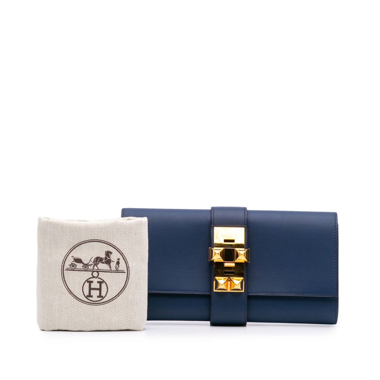 Hermès Chevre Mysore Medor Clutch 23 Blue