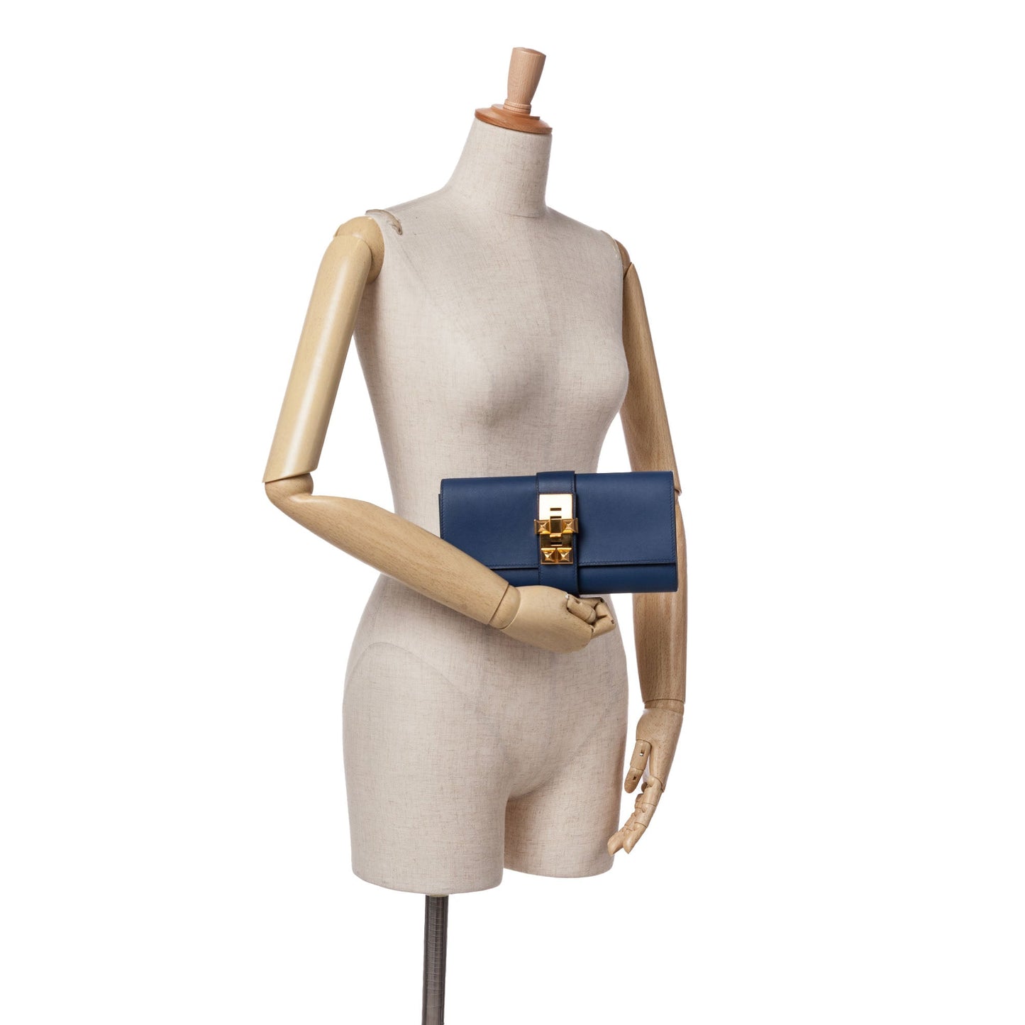 Hermès Chevre Mysore Medor Clutch 23 Blue