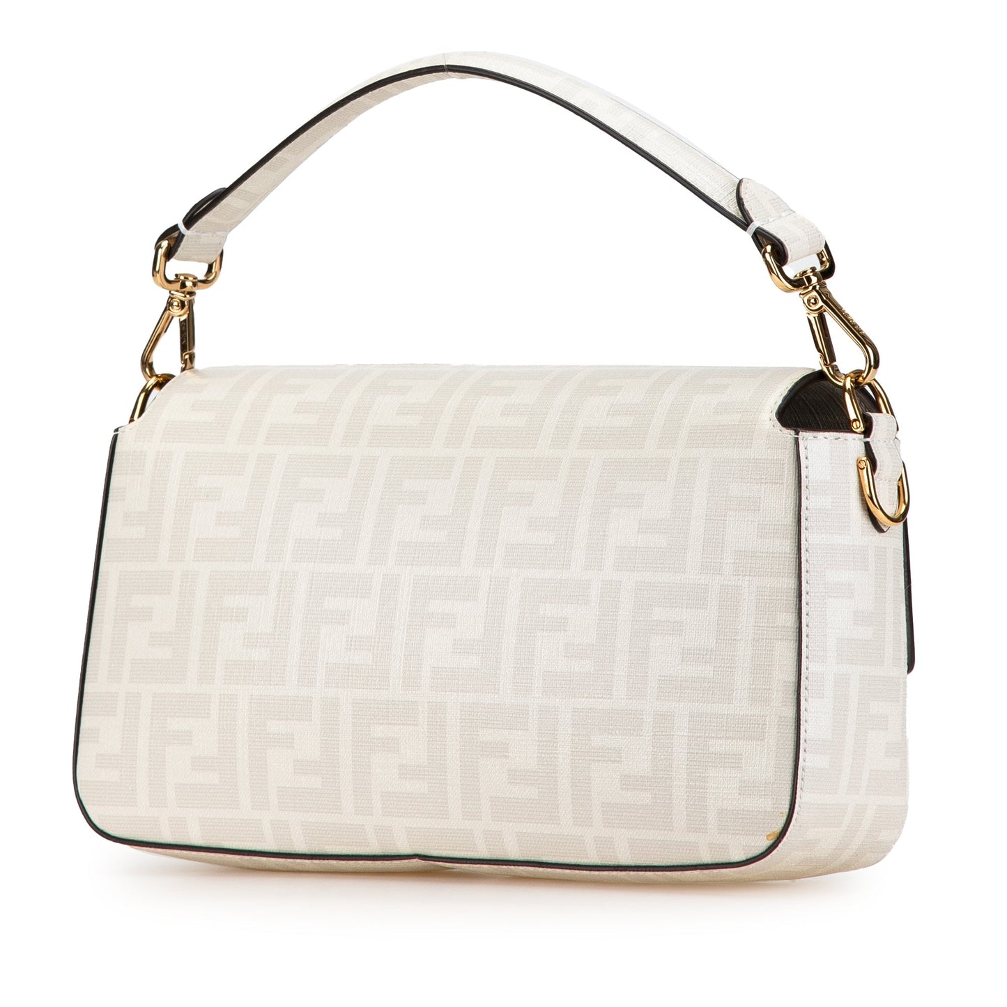 Fendi Zucca Graphic Print Coated Canvas Bikini Girls Baguette Satchel White