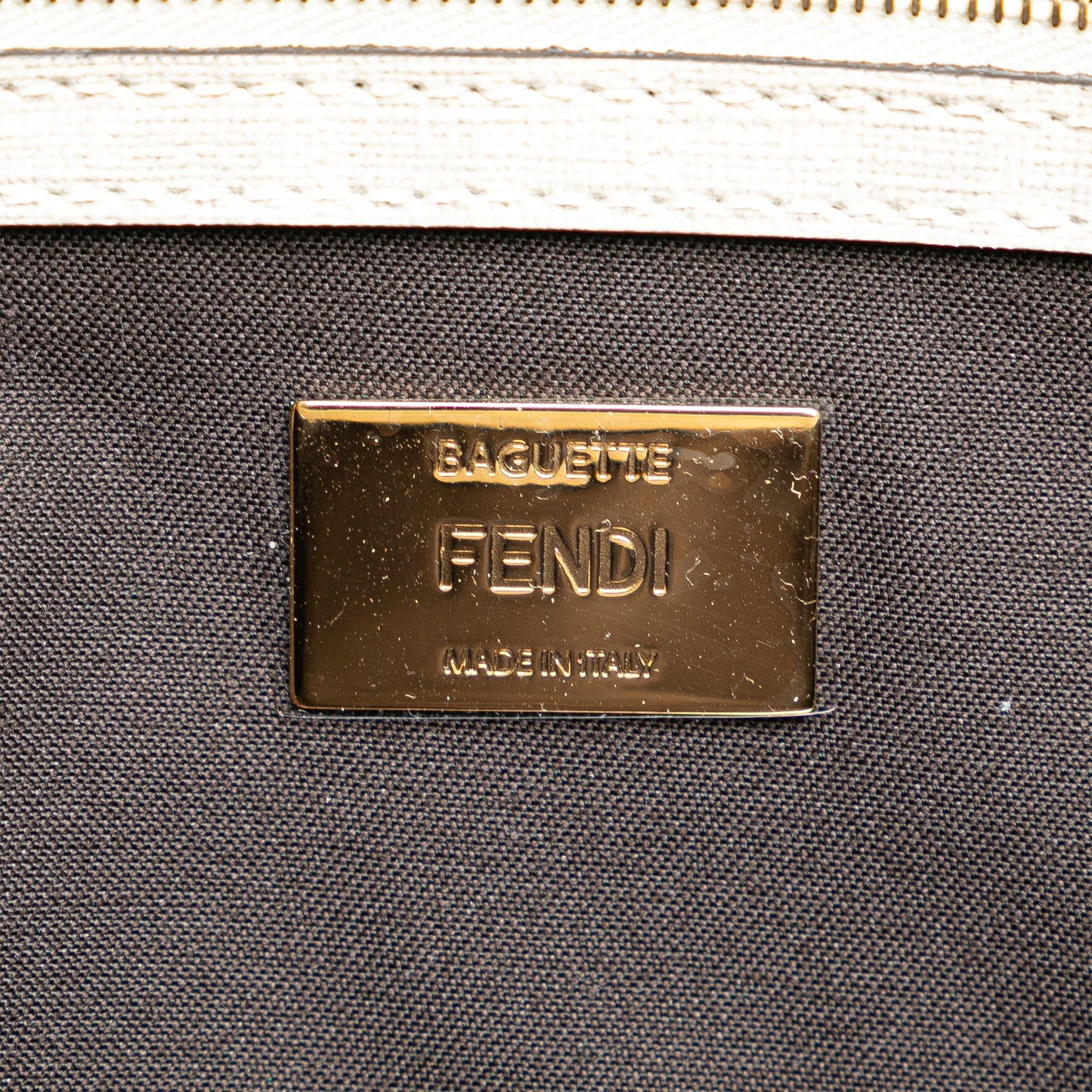 Fendi Zucca Graphic Print Coated Canvas Bikini Girls Baguette Satchel White