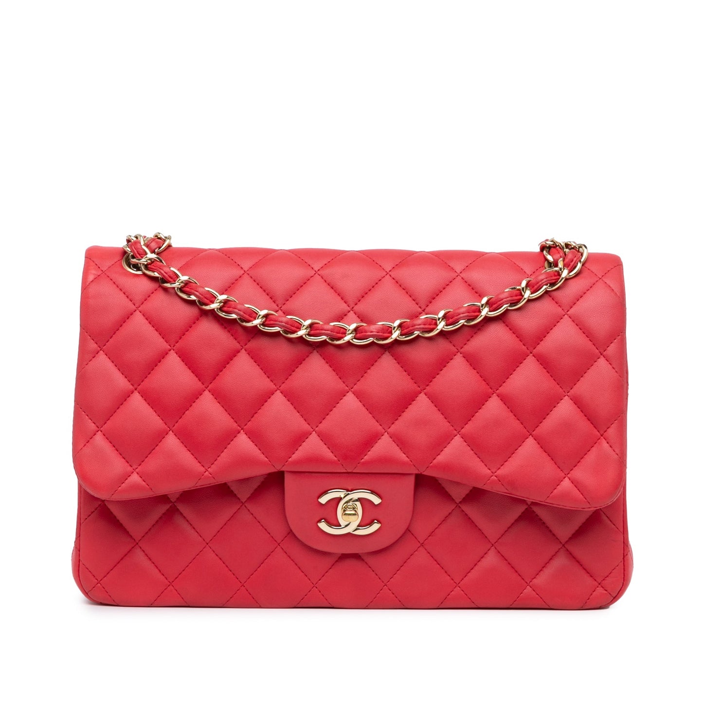 Chanel Jumbo Classic Lambskin Double Flap Red