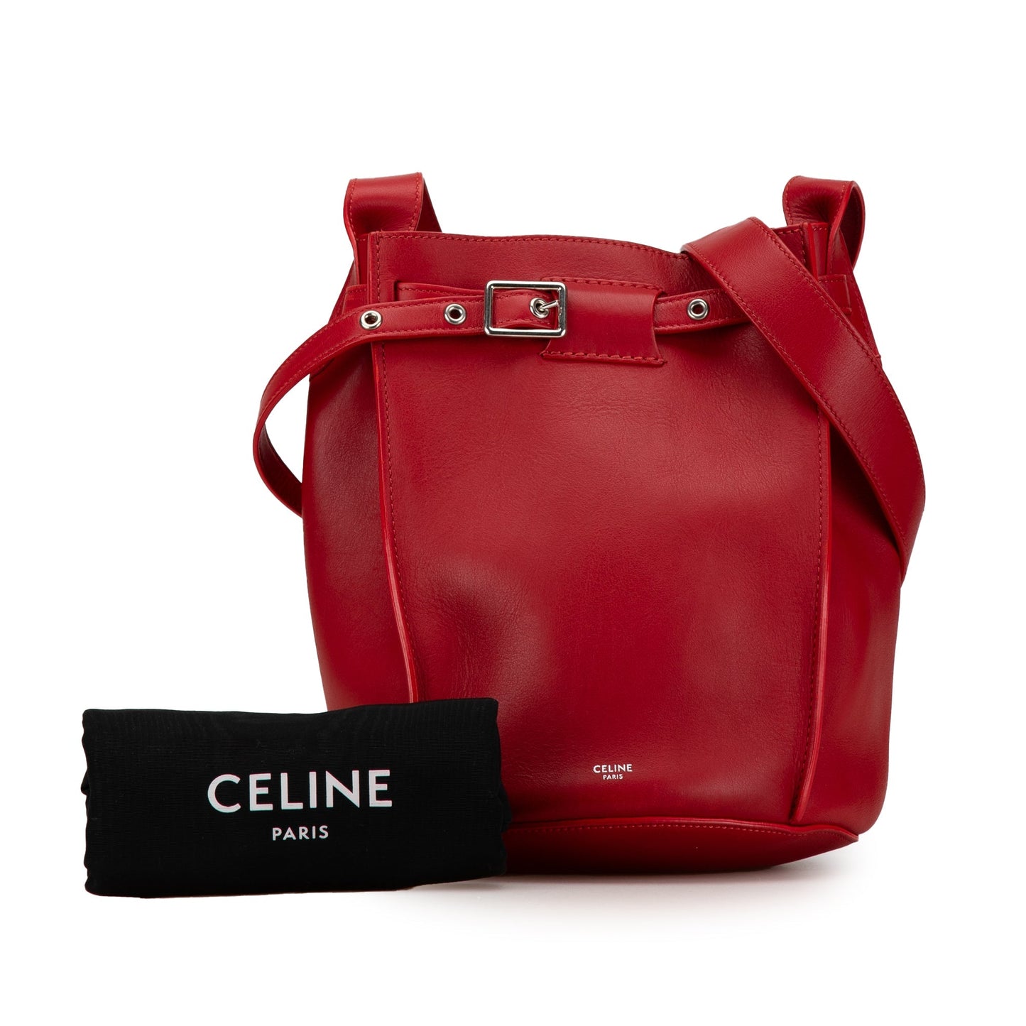 Celine Leather Big Bag Bucket Crossbody Red