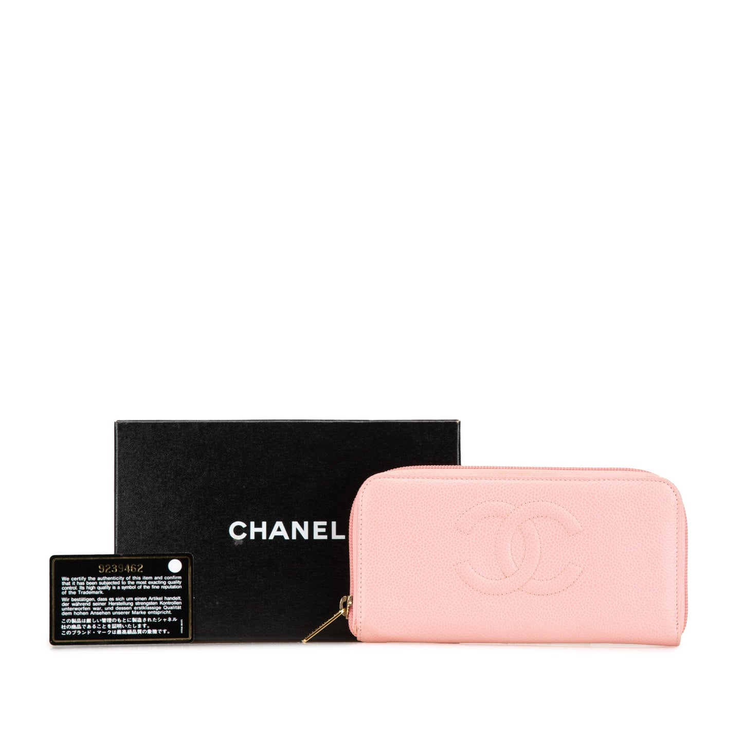 Chanel CC Caviar Continental Zip Wallet Pink