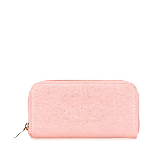 Chanel CC Caviar Continental Zip Wallet Pink