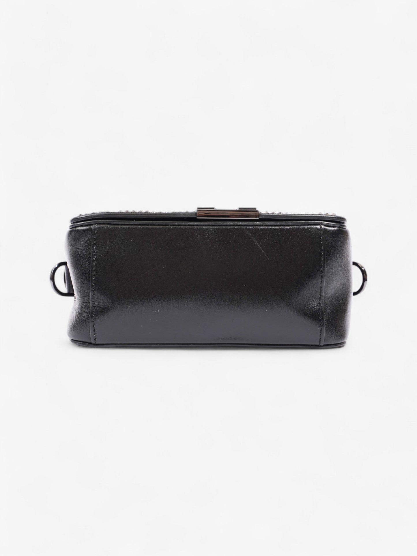 Off White Crystal Binder Clip Black Leather
