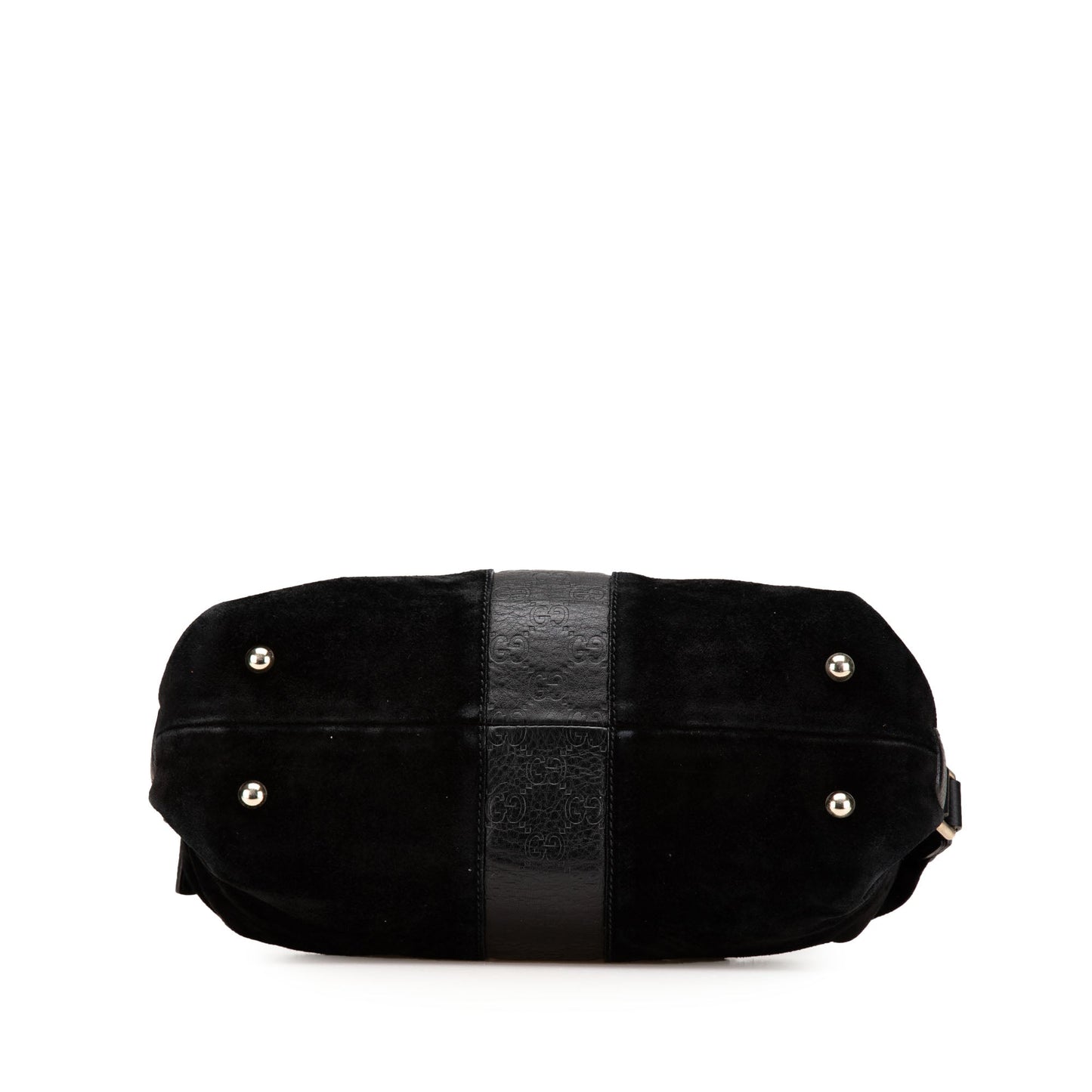 Gucci Guccissima Trimmed Suede Boston Bag Black