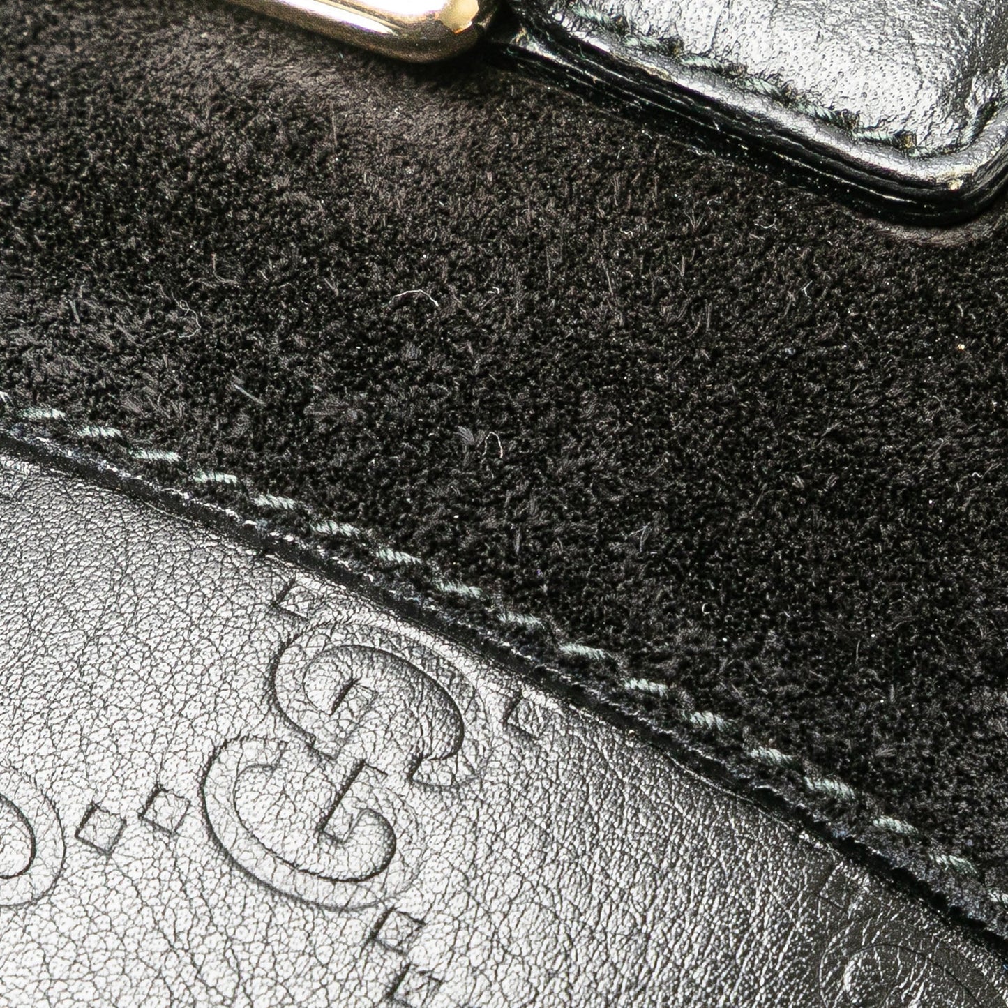 Gucci Guccissima Trimmed Suede Boston Bag Black