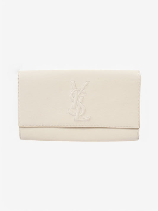 Saint Laurent Belle de Jour Clutch Cream Leather